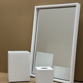 BURLINO  Burlap Fabric Mirror Wastebasket & Tissue Set